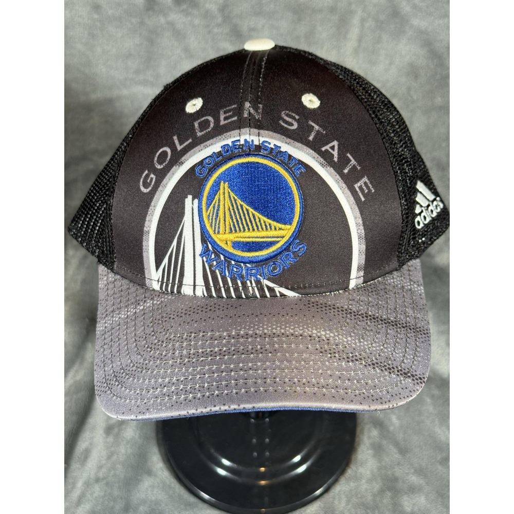 Golden State Warriors Hat Cap Snap Back One Size Black NBA Basketball Adidas‎